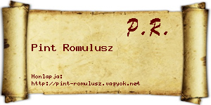 Pint Romulusz névjegykártya